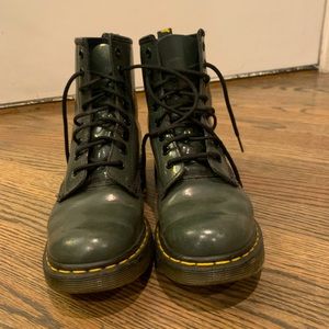 Dr Martens size 38/7 grey paten leather lace up boots
